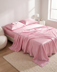 4-Piece Cooling Satin Bed Sheet Set with Fitted Sheet and Pillowcases