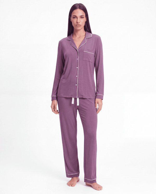 Women’s Bamboo Pajama Set – Long Sleeve Button Down Top with Full Length Pants