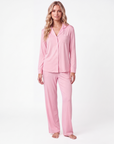 Women’s Pajama Set – Single-Breasted Lapel Coat with Full Sleeves and Straight-Leg Pants