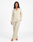 Women’s Pajama Set – Long Sleeve and Full-Length Trousers with Turn-Down Collar