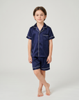 Children’s 100% Mulberry Silk Pajama Set – Short Sleeve Shirt & Shorts Sleepwear