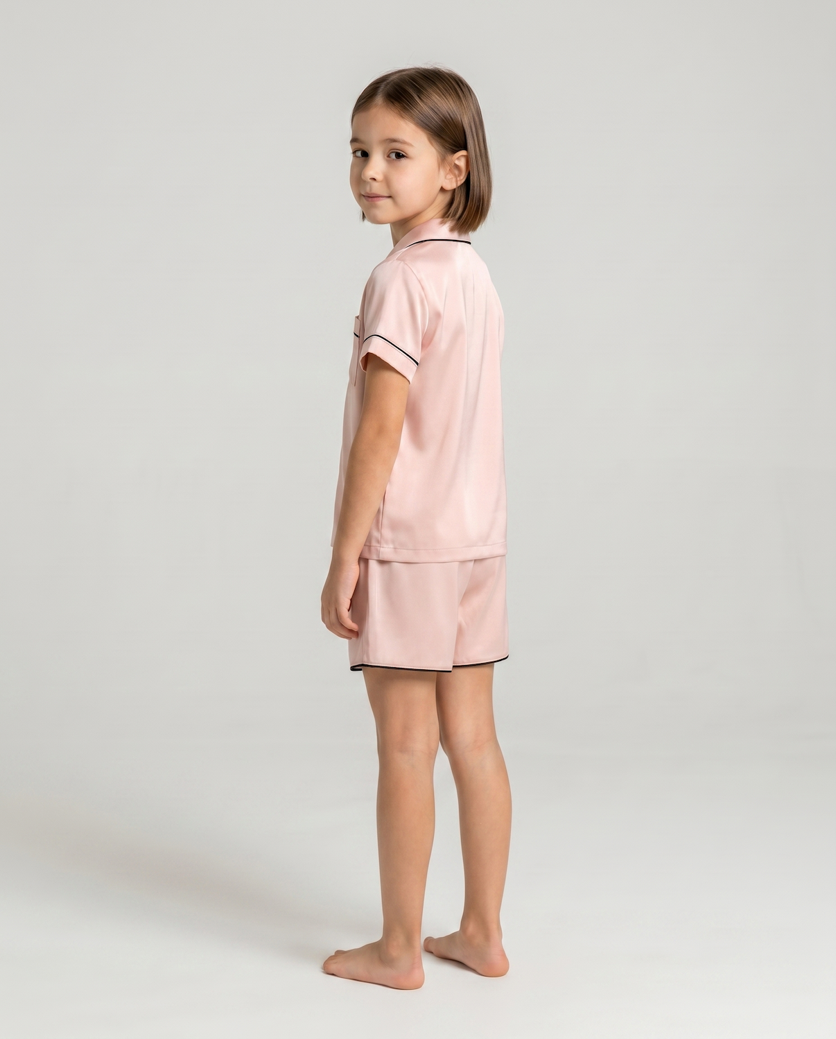 Children’s 100% Mulberry Silk Pajama Set – Short Sleeve Shirt & Shorts Sleepwear