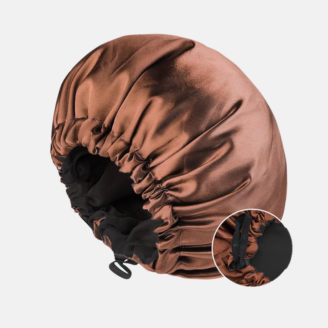 Double-Sided Silk Sleeping Cap for Women – Elastic Hair Care and Shower Cap with Button