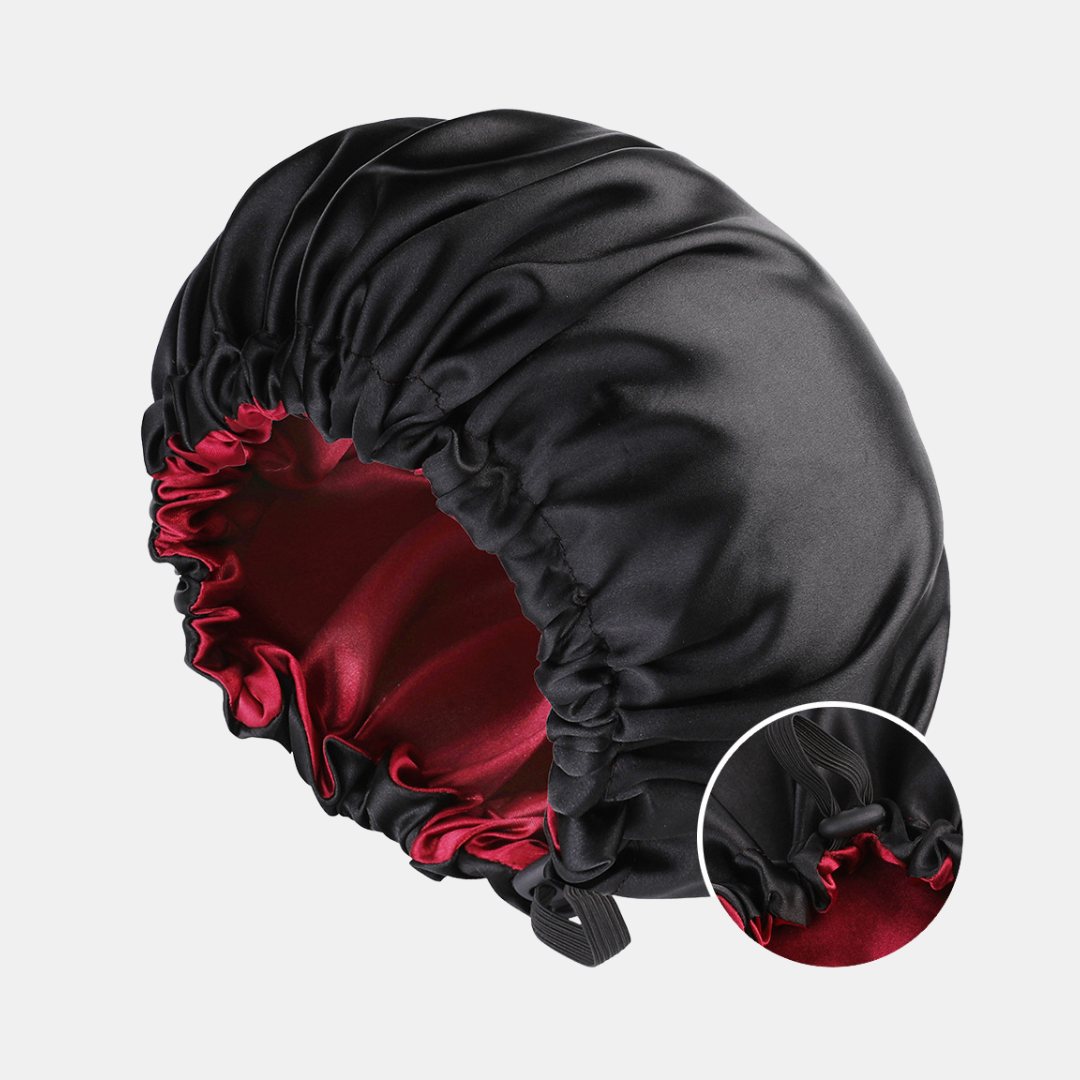 Double-Sided Silk Sleeping Cap for Women – Elastic Hair Care and Shower Cap with Button