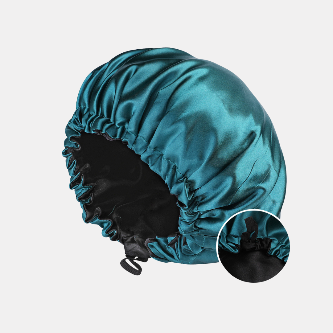 Double-Sided Silk Sleeping Cap for Women – Elastic Hair Care and Shower Cap with Button