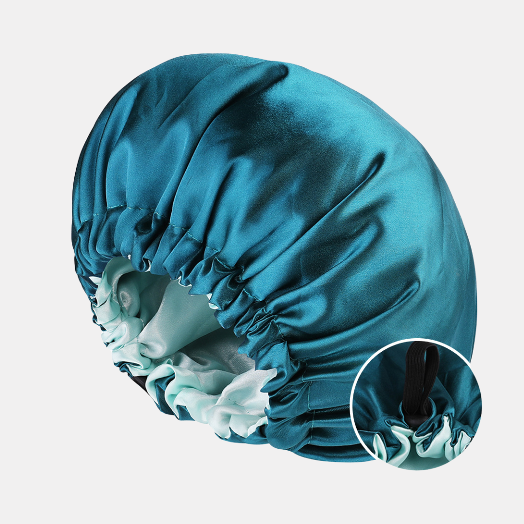Double-Sided Silk Sleeping Cap for Women – Elastic Hair Care and Shower Cap with Button
