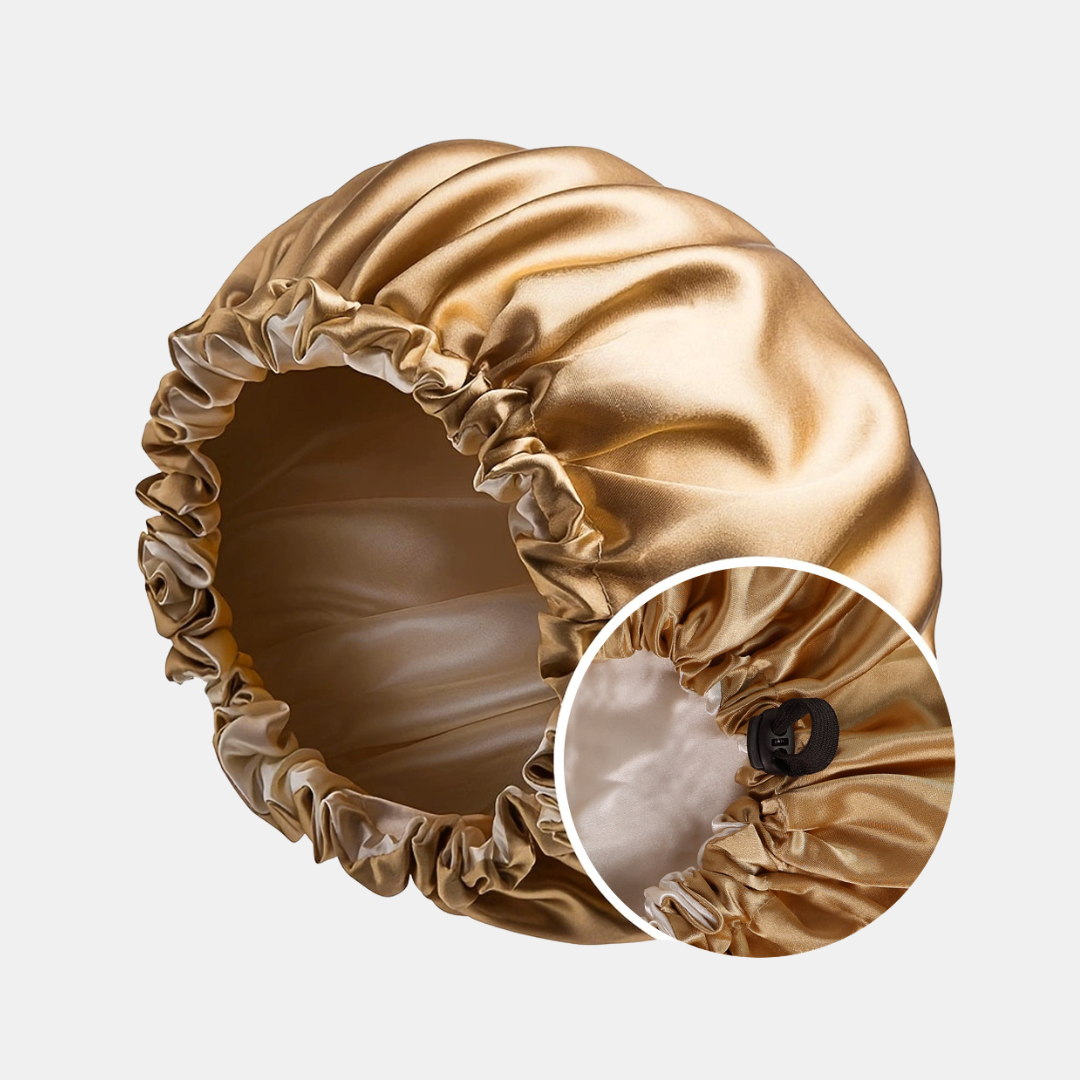 Double-Sided Silk Sleeping Cap for Women – Elastic Hair Care and Shower Cap with Button