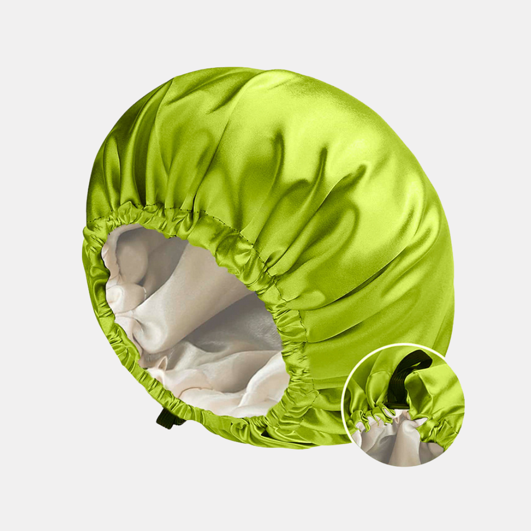 Double-Sided Silk Sleeping Cap for Women – Elastic Hair Care and Shower Cap with Button