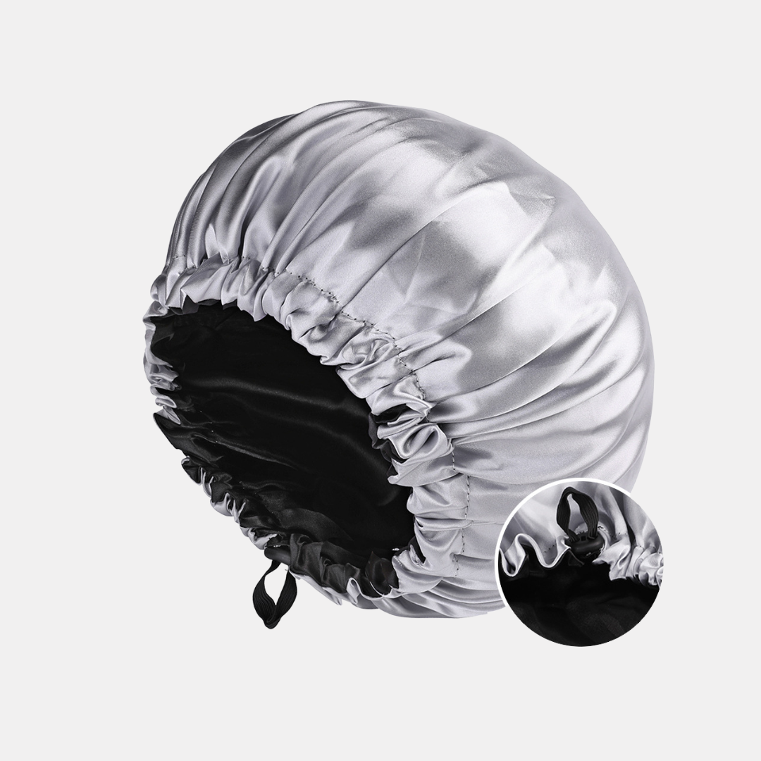 Double-Sided Silk Sleeping Cap for Women – Elastic Hair Care and Shower Cap with Button