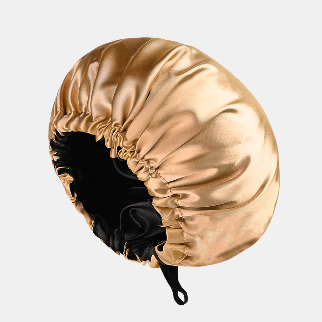 Double-Sided Silk Sleeping Cap for Women – Elastic Hair Care and Shower Cap with Button