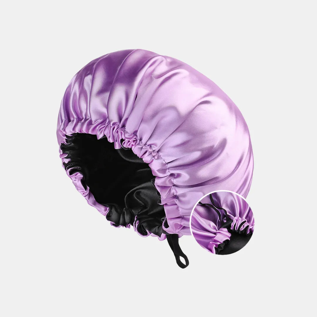 Double-Sided Silk Sleeping Cap for Women – Elastic Hair Care and Shower Cap with Button