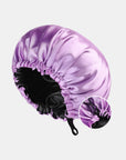 Double-Sided Silk Sleeping Cap for Women – Elastic Hair Care and Shower Cap with Button