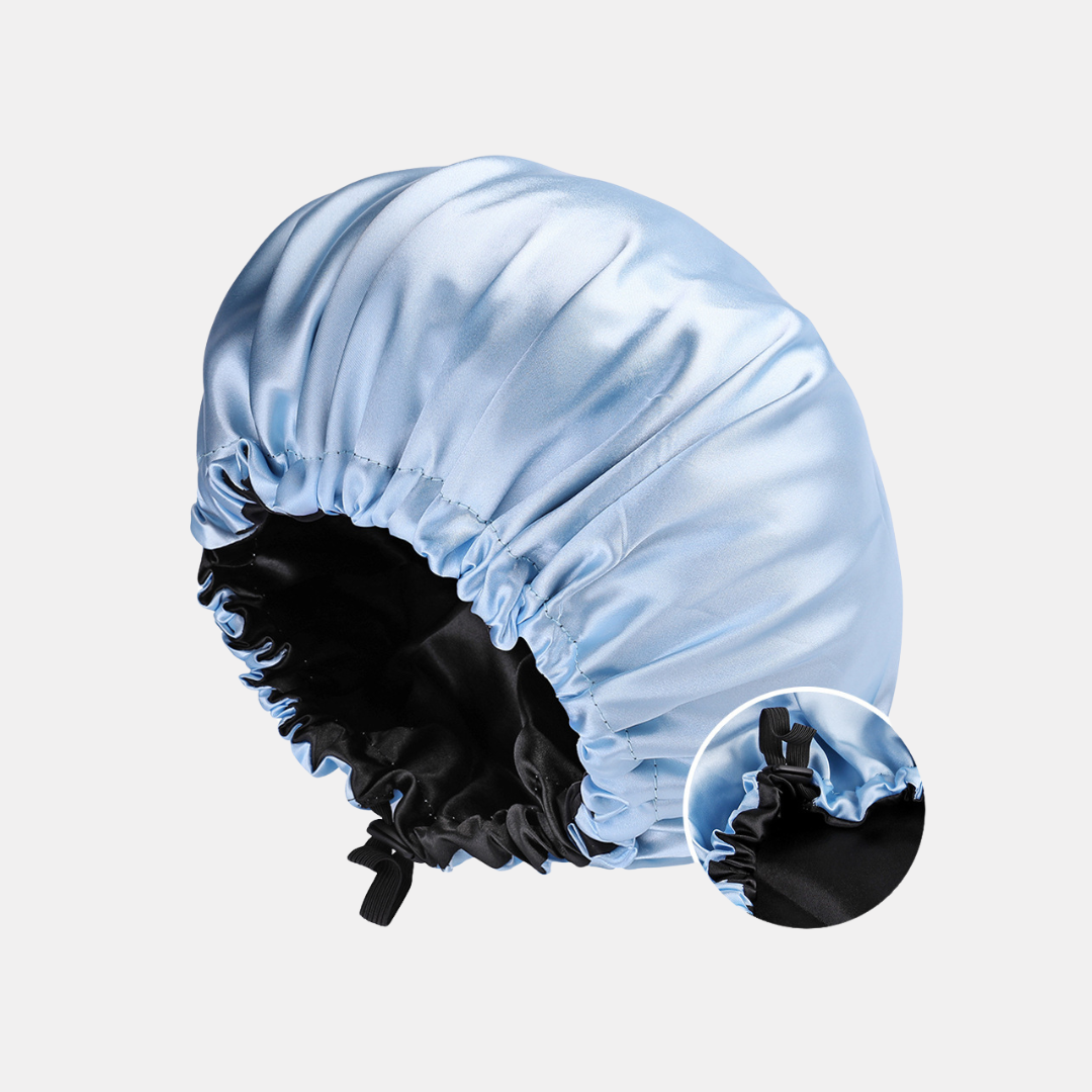 Double-Sided Silk Sleeping Cap for Women – Elastic Hair Care and Shower Cap with Button