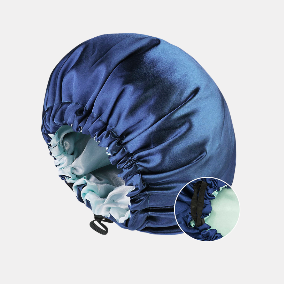 Double-Sided Silk Sleeping Cap for Women – Elastic Hair Care and Shower Cap with Button