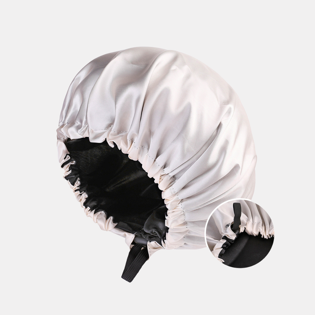 Double-Sided Silk Sleeping Cap for Women – Elastic Hair Care and Shower Cap with Button