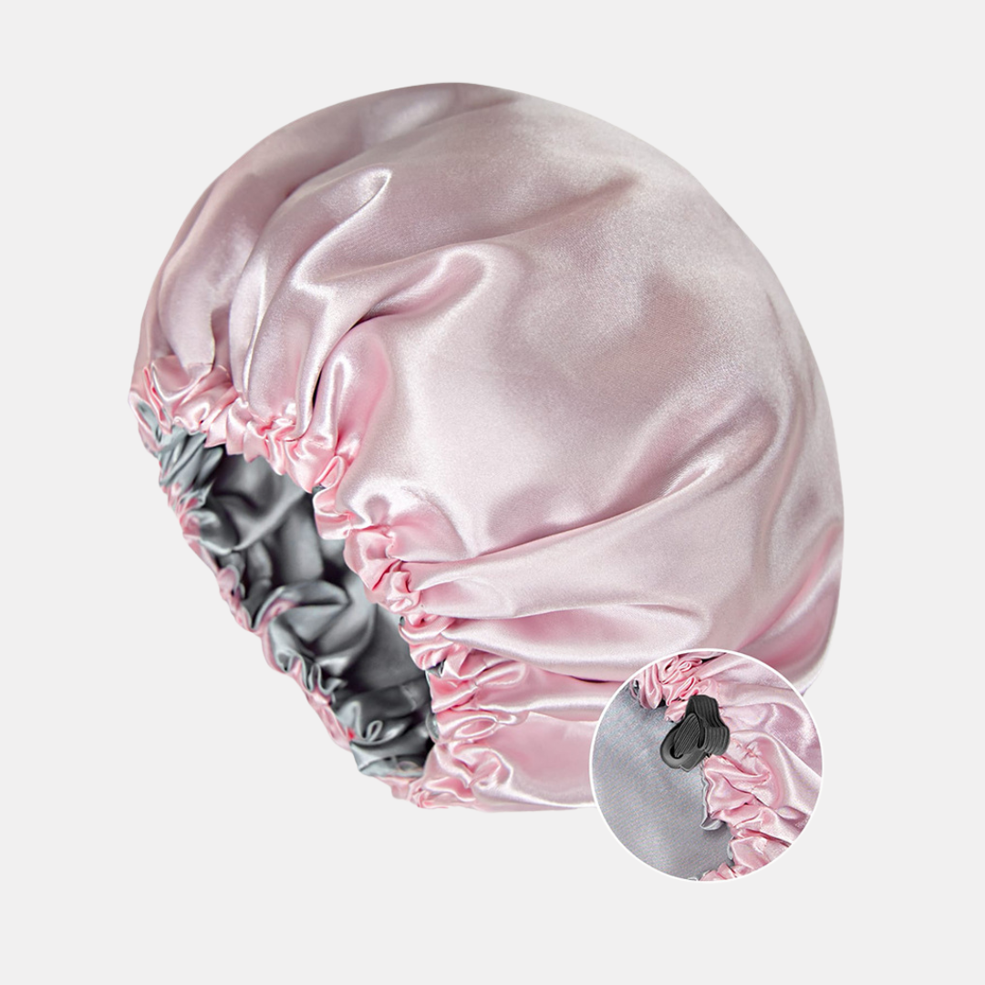 Double-Sided Silk Sleeping Cap for Women – Elastic Hair Care and Shower Cap with Button