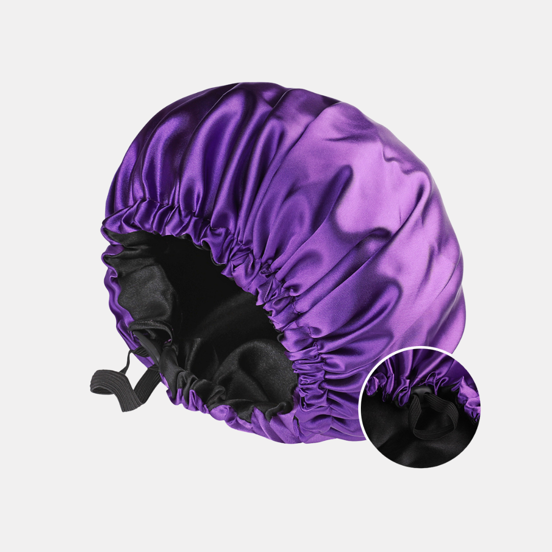 Double-Sided Silk Sleeping Cap for Women – Elastic Hair Care and Shower Cap with Button