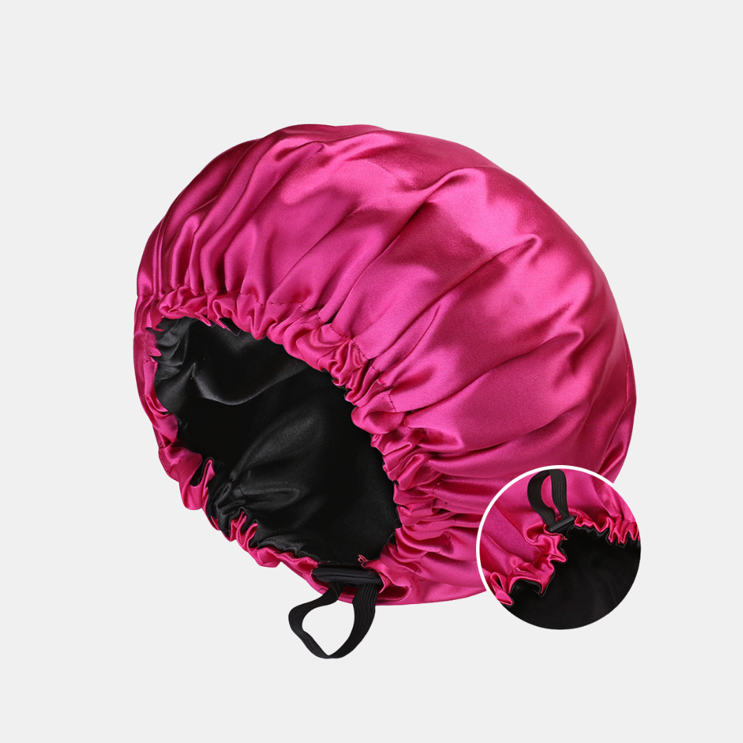 Double-Sided Silk Sleeping Cap for Women – Elastic Hair Care and Shower Cap with Button