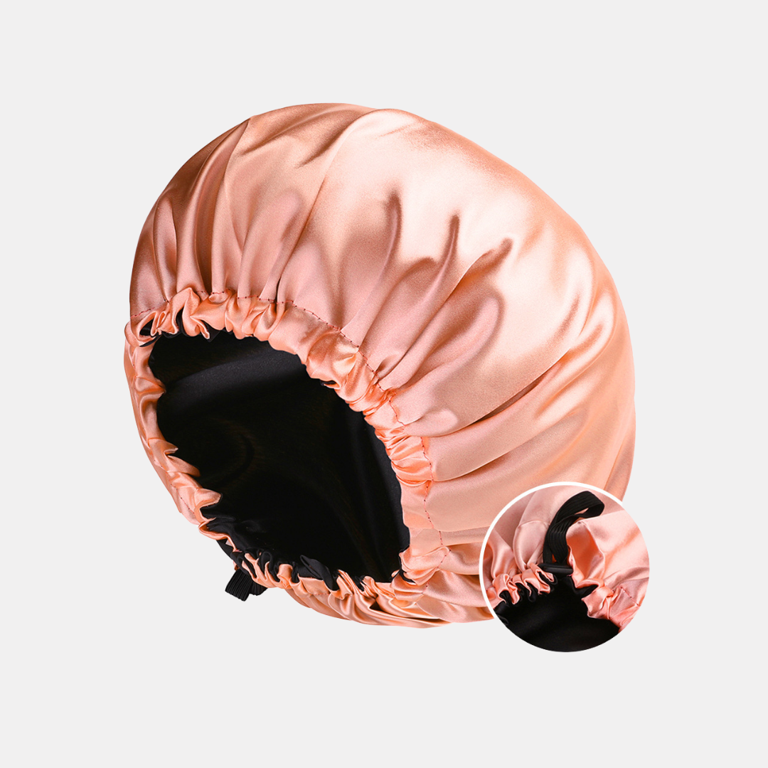 Double-Sided Silk Sleeping Cap for Women – Elastic Hair Care and Shower Cap with Button