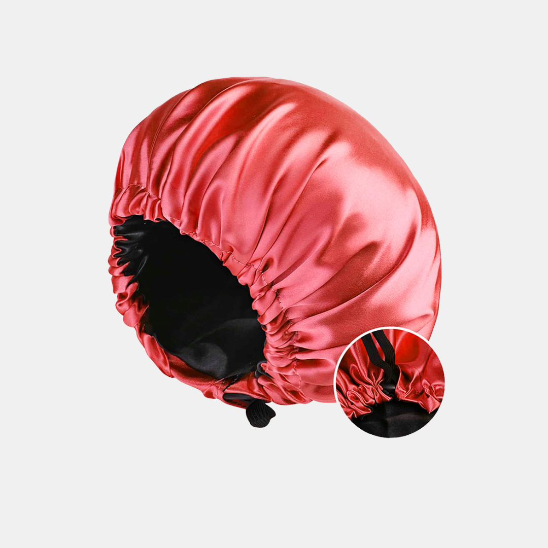 Double-Sided Silk Sleeping Cap for Women – Elastic Hair Care and Shower Cap with Button