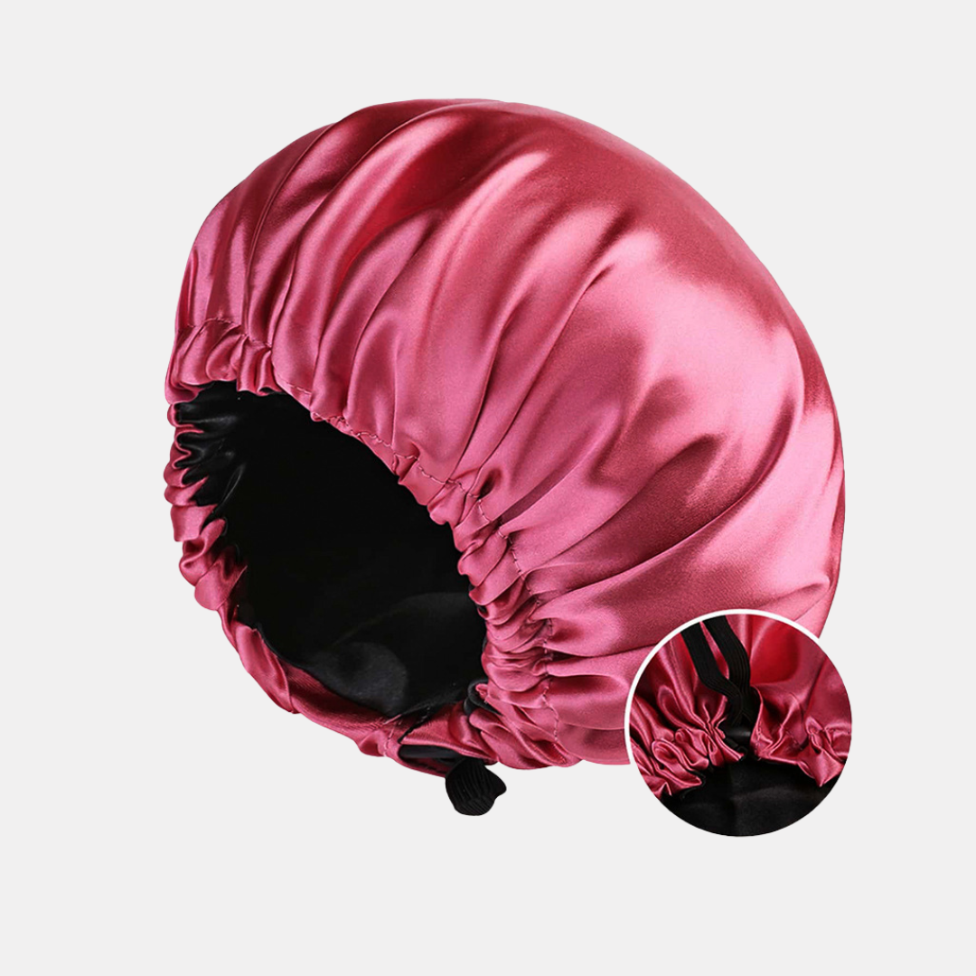 Double-Sided Silk Sleeping Cap for Women – Elastic Hair Care and Shower Cap with Button