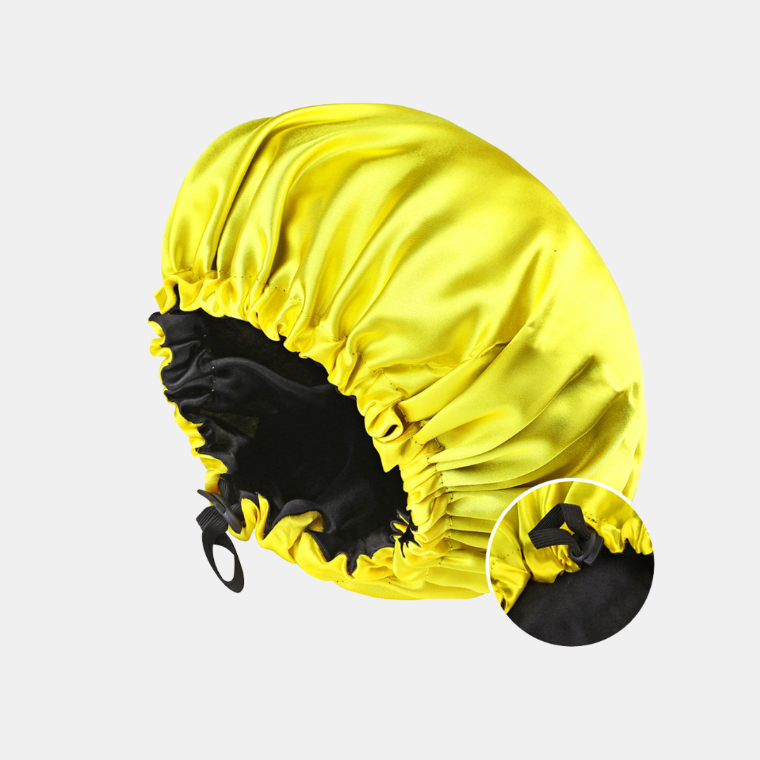 Double-Sided Silk Sleeping Cap for Women – Elastic Hair Care and Shower Cap with Button