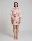 Elegant Silk Kimono Robe with Crane Print – Lightweight Summer Bridal & Bridesmaid Dressing Gown