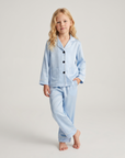 Kids’ Light Blue Satin Pajama Set – Comfortable Long Sleeve Sleepwear
