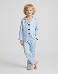 Kids’ Light Blue Satin Pajama Set – Comfortable Long Sleeve Sleepwear