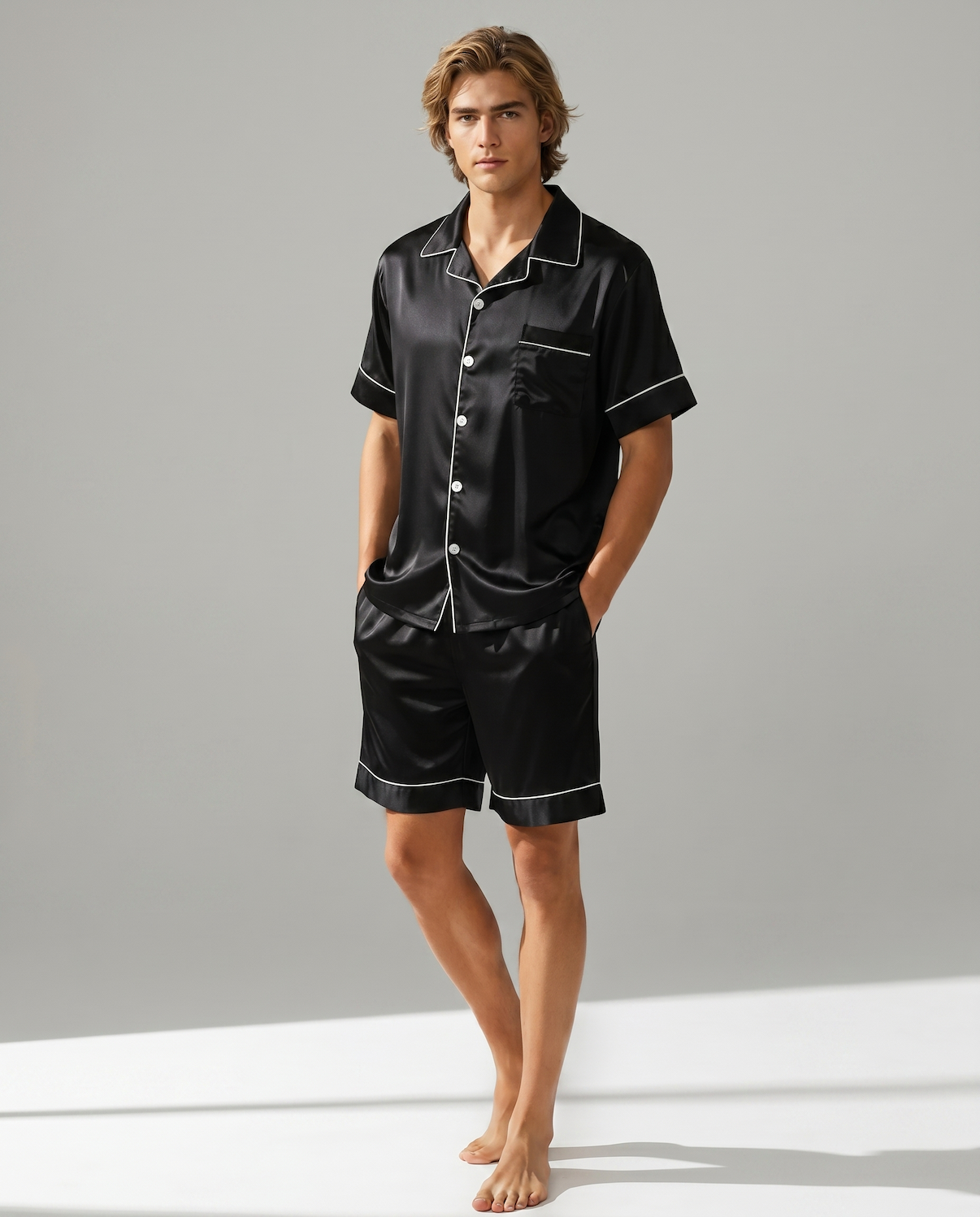 Men’s 100% Mulberry Silk Pajamas - Short-Sleeved Set