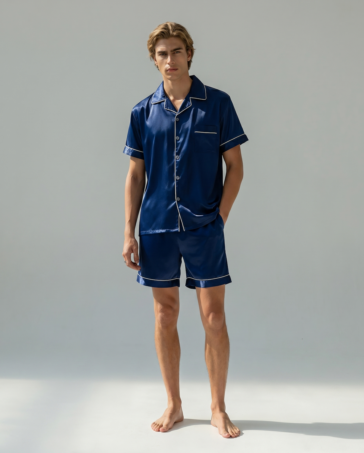 Men’s 100% Mulberry Silk Pajamas - Short-Sleeved Set