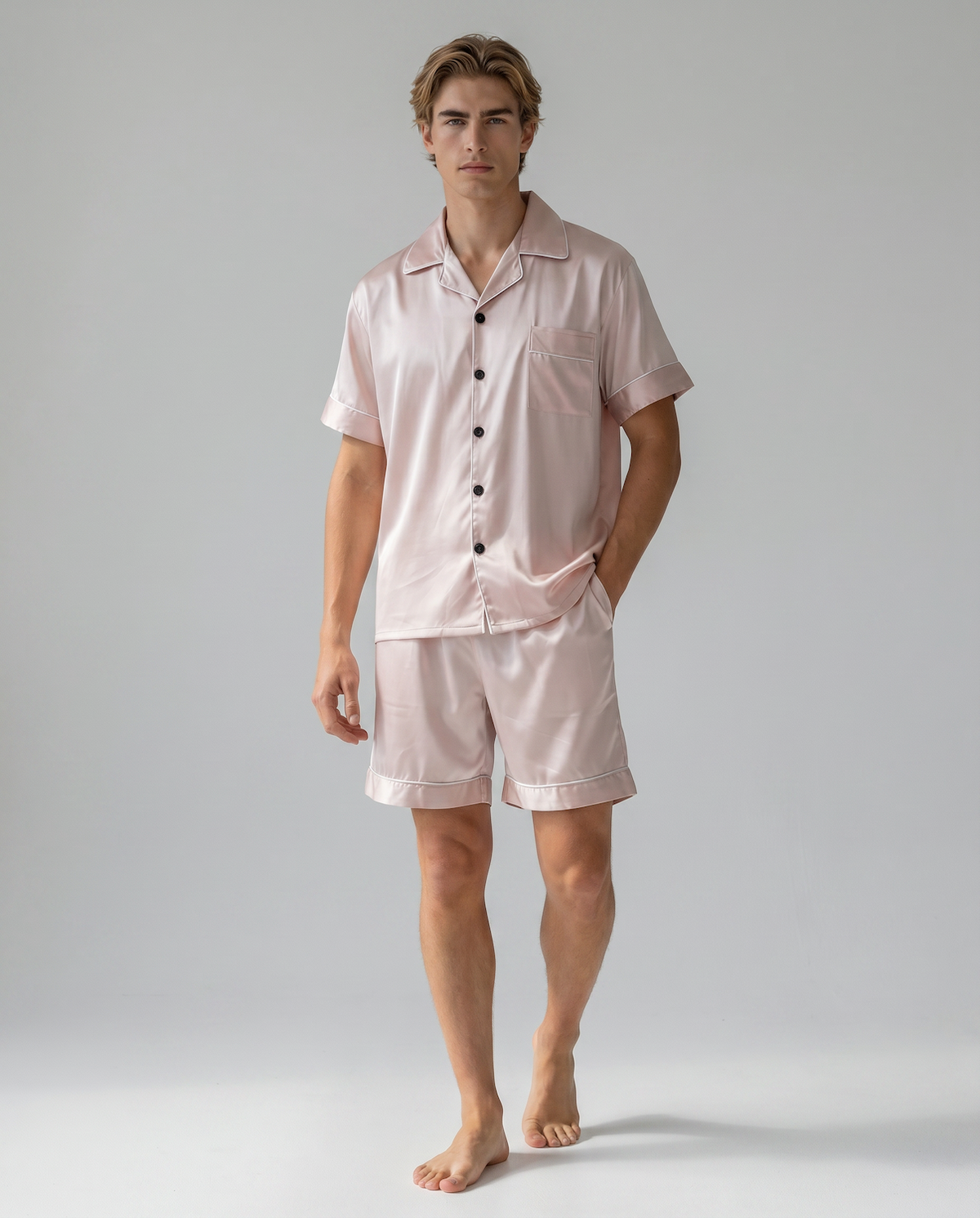 Men’s 100% Mulberry Silk Pajamas - Short-Sleeved Set