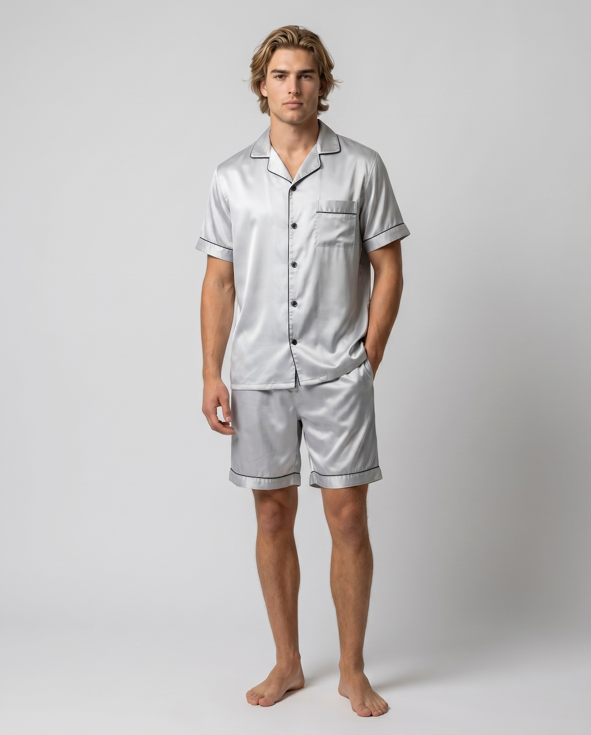 Men’s 100% Mulberry Silk Pajamas - Short-Sleeved Set