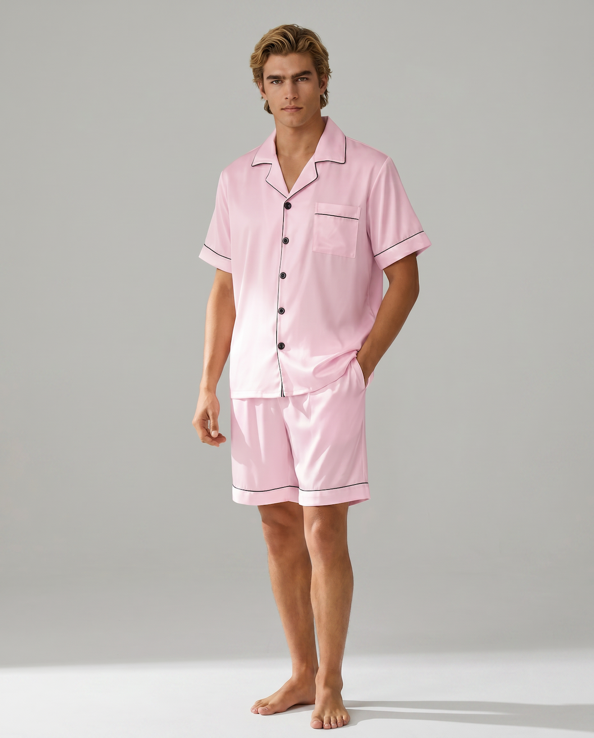 Men’s 100% Mulberry Silk Pajamas - Short-Sleeved Set