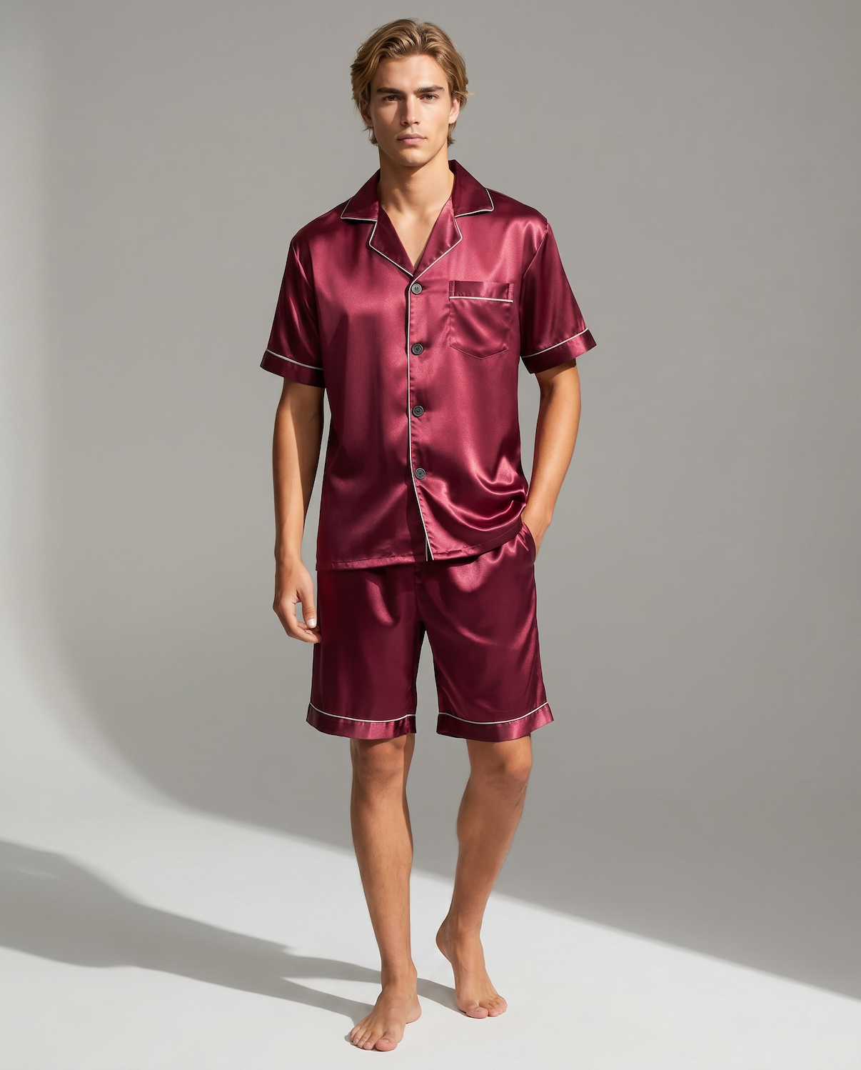 Men’s 100% Mulberry Silk Pajamas - Short-Sleeved Set