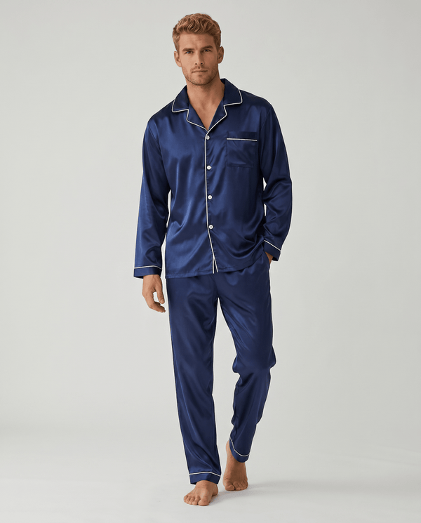 Men’s Fashion Long Sleeve Pajama Set with Long Pants – Comfortable and Stylish Sleepwear