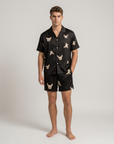 Men’s Ice Silk Pajama Set – Short Sleeve Loose Fit Sleepwear & Homewear Suit