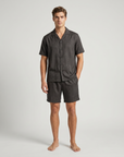Men’s Ice Silk Pajama Set – Short Sleeve Loose Fit Sleepwear & Homewear Suit
