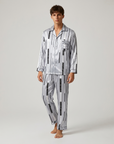 Men's Ice Silk Pajamas – Long Sleeve Pants Set for Spring and Autumn, Casual Summer Silk Suit