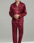 Men's Ice Silk Pajamas – Long Sleeve Pants Set for Spring and Autumn, Casual Summer Silk Suit