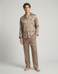 Men’s Silk-Feel Pajama Set – Lightweight Long & Short Sleeve Sleepwear for All Seasons