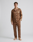 Men’s Silk-Feel Pajama Set – Lightweight Long & Short Sleeve Sleepwear for All Seasons