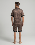 Men’s Silk-Like Pajama Set – Geometric Patterned Sleepwear