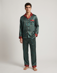 Men’s Silk-Like Pajama Set – Luxurious Paisley Pattern Sleepwear
