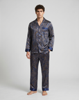Men’s Silk-Like Pajama Set – Luxurious Paisley Pattern Sleepwear