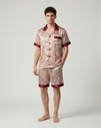 Men’s Silk-Like Pajama Set – Luxurious Paisley Pattern Sleepwear