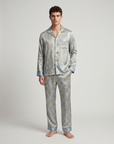 Men’s Silk-Like Pajama Set – Luxurious Paisley Pattern Sleepwear