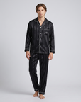 Men’s Silk Satin Pajama Set – Breathable, Lightweight Sleepwear with Long Sleeves & Pants