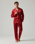 Men’s Silk Satin Pajama Set – Breathable, Lightweight Sleepwear with Long Sleeves & Pants