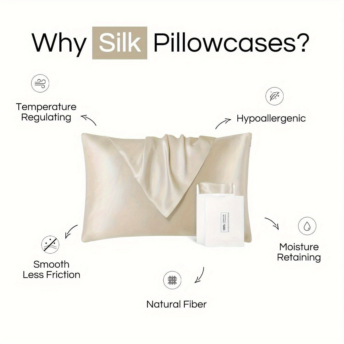 Mulberry Silk Pillowcases – Soft, Breathable, Anti-Frizz Luxury Pillow Covers - Silken &amp; Dreams